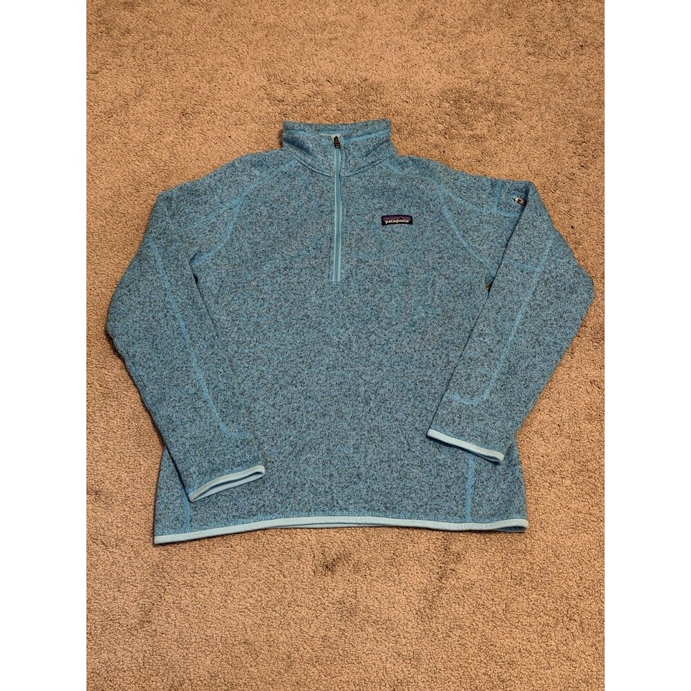 Patagonia Women's Blue/Gray Fleece 1/4 Zip Pullover Sweater Pockets L